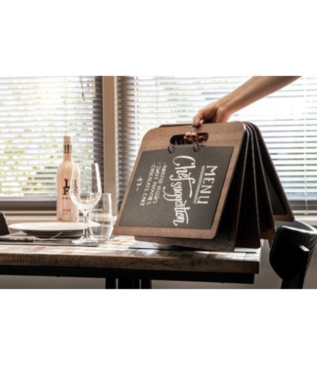 Menuhouder met ringband | Walnut | A4