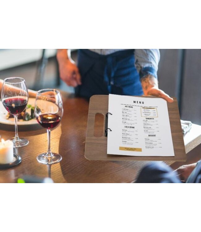 Menuhouder met ringband | Walnut | A4