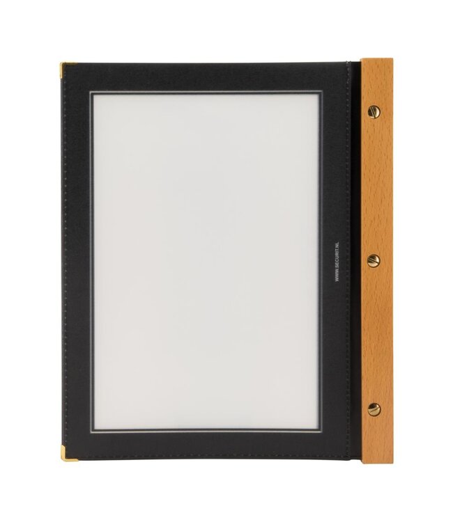 Menukaartmap | Wood | A4 | Zwart | Incl. 2 insteekhoezen