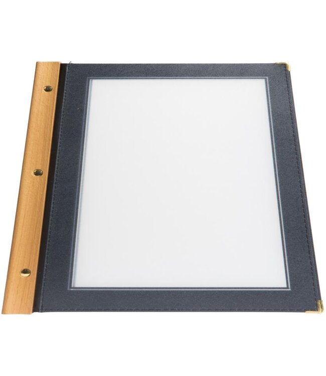 Menukaartmap | Wood | A4 | Zwart | Incl. 2 insteekhoezen