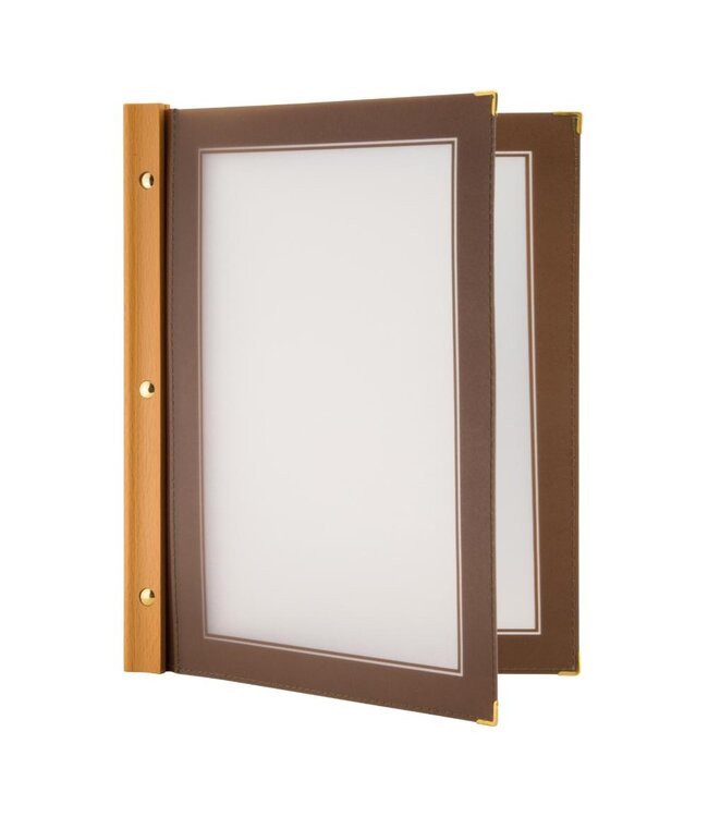 Menukaartmap | Wood | A4 | Bruin | Incl. 2 insteekhoezen