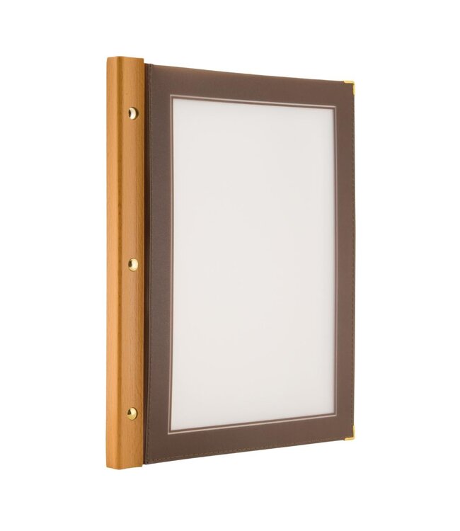 Menukaartmap | Wood | A4 | Bruin | Incl. 2 insteekhoezen
