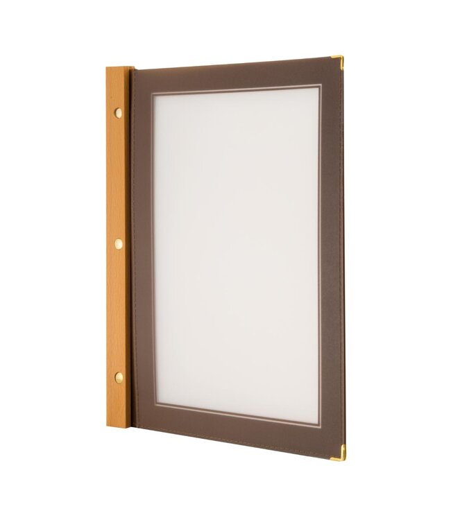 Menukaartmap | Wood | A4 | Bruin | Incl. 2 insteekhoezen