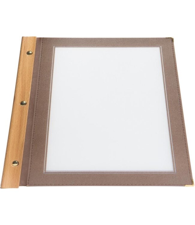 Menukaartmap | Wood | A4 | Bruin | Incl. 2 insteekhoezen