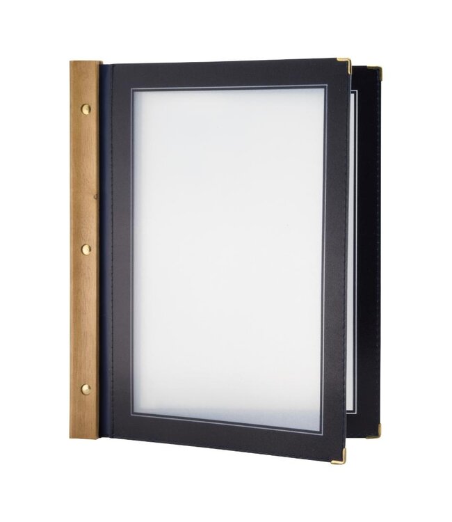 Menukaartmap | Wood | A4 | Blauw | Incl. 2 insteekhoezen