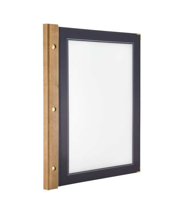 Menukaartmap | Wood | A4 | Blauw | Incl. 2 insteekhoezen