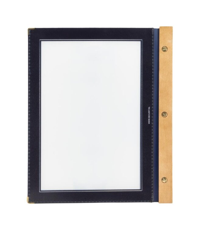 Menukaartmap | Wood | A4 | Blauw | Incl. 2 insteekhoezen