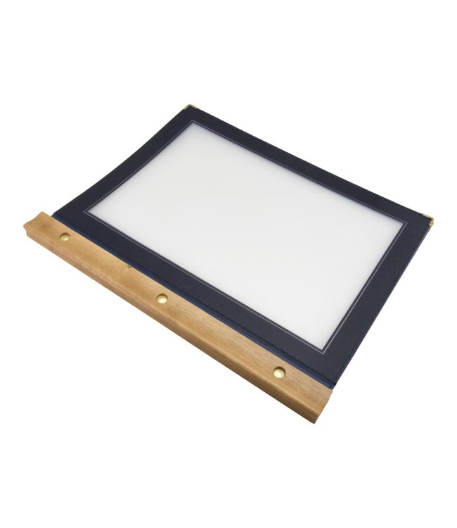 Menukaartmap | Wood | A4 | Blauw | Incl. 2 insteekhoezen