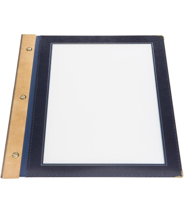 Menukaartmap | Wood | A4 | Blauw | Incl. 2 insteekhoezen