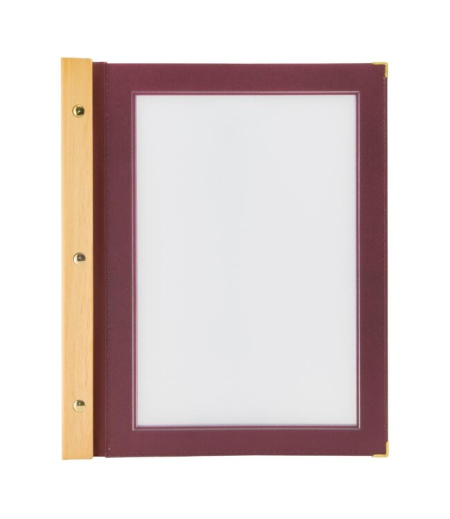 Menukaartmap | Wood | A4 | Wijnrood | Incl. 2 insteekhoezen