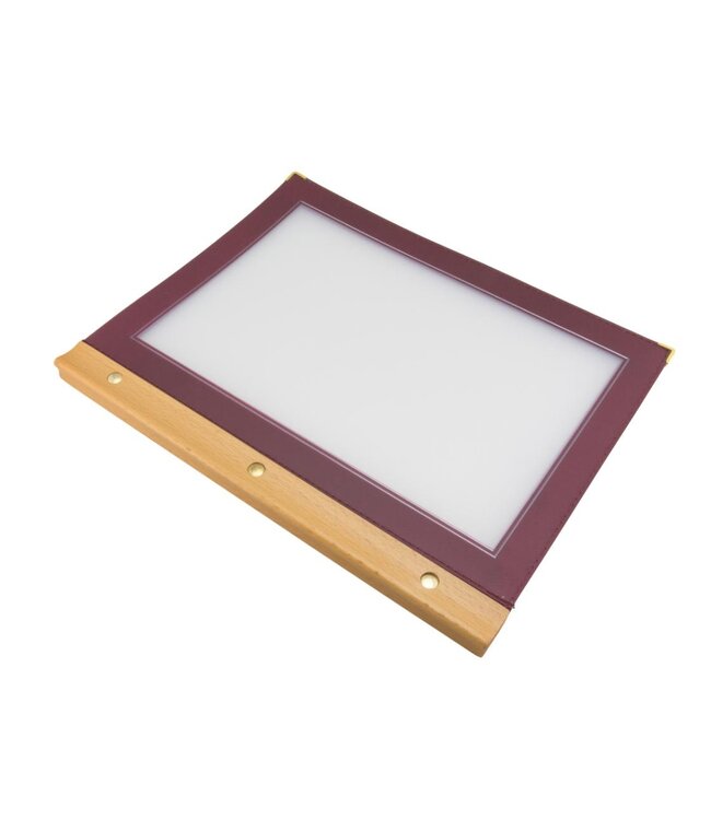 Menukaartmap | Wood | A4 | Wijnrood | Incl. 2 insteekhoezen