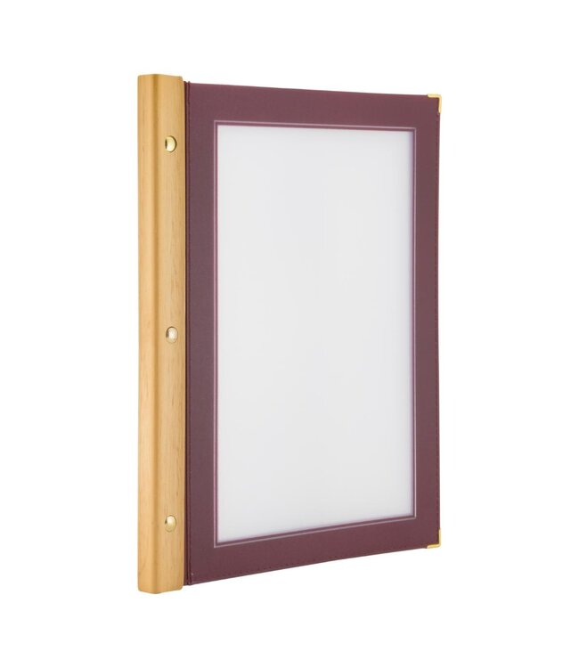 Menukaartmap | Wood | A4 | Wijnrood | Incl. 2 insteekhoezen