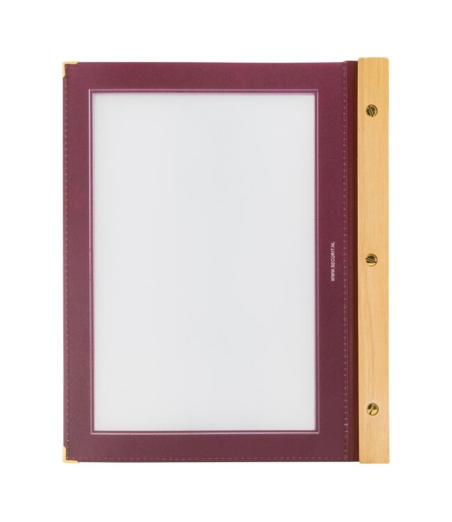 Menukaartmap | Wood | A4 | Wijnrood | Incl. 2 insteekhoezen