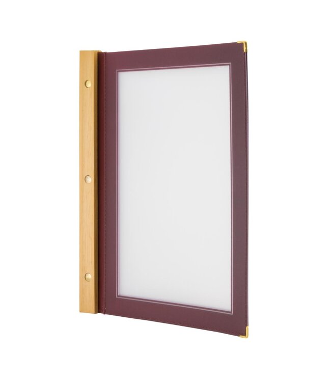 Menukaartmap | Wood | A4 | Wijnrood | Incl. 2 insteekhoezen