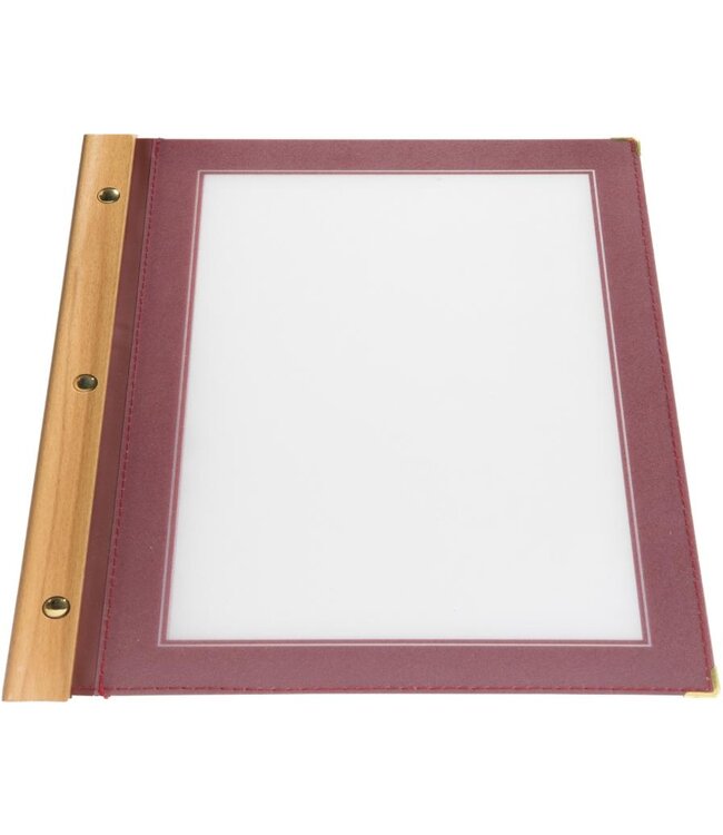 Menukaartmap | Wood | A4 | Wijnrood | Incl. 2 insteekhoezen