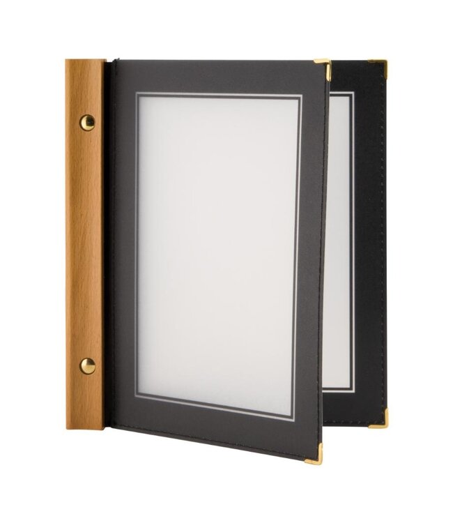 Menukaartmap | Wood | A5 | Zwart | Incl. 2 insteekhoezen