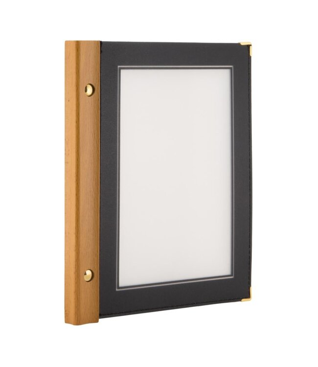 Menukaartmap | Wood | A5 | Zwart | Incl. 2 insteekhoezen