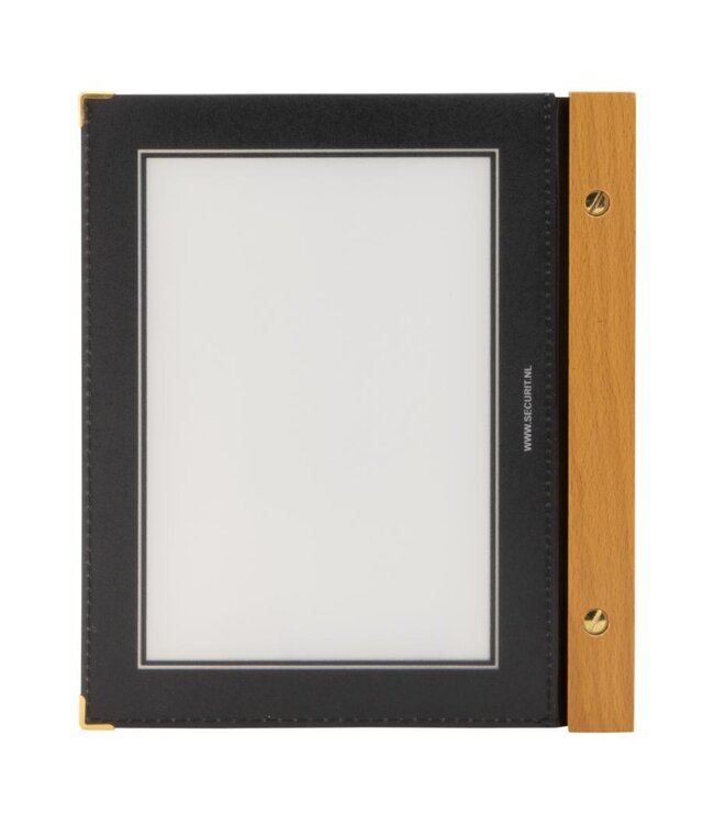 Menukaartmap | Wood | A5 | Zwart | Incl. 2 insteekhoezen