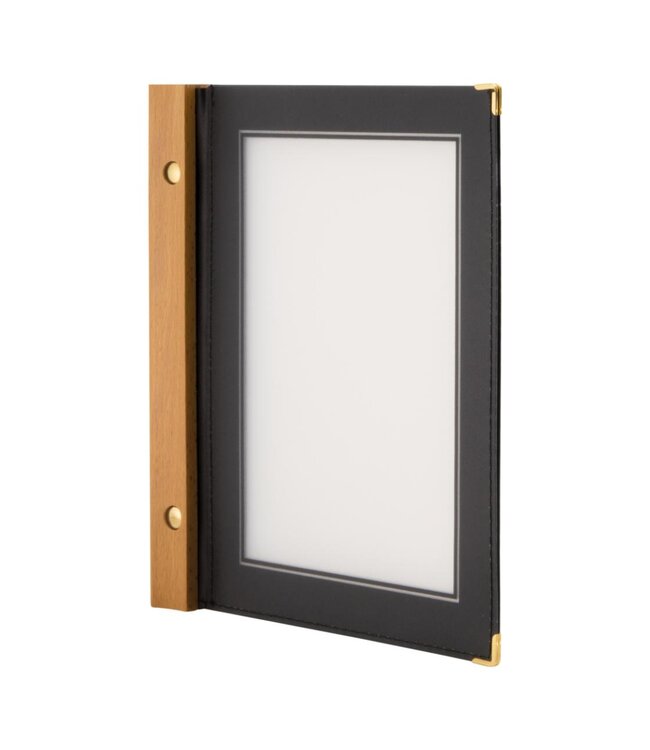 Menukaartmap | Wood | A5 | Zwart | Incl. 2 insteekhoezen