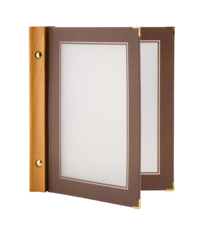 Menukaartmap | Wood | A5 | Bruin | Incl. 2 insteekhoezen