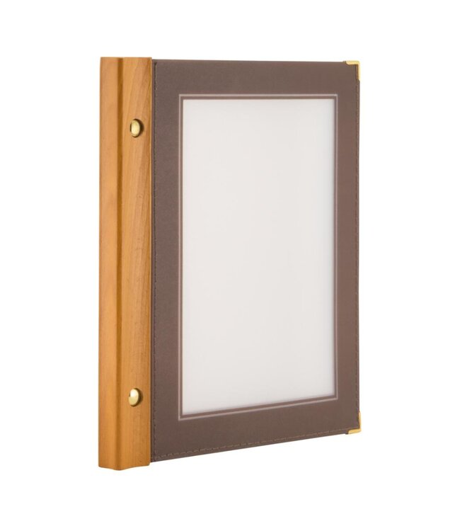 Menukaartmap | Wood | A5 | Bruin | Incl. 2 insteekhoezen