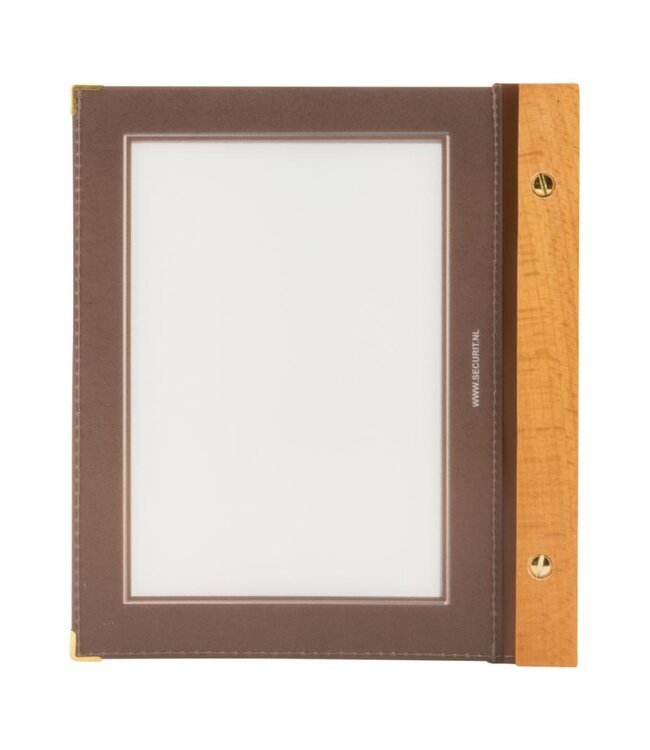 Menukaartmap | Wood | A5 | Bruin | Incl. 2 insteekhoezen