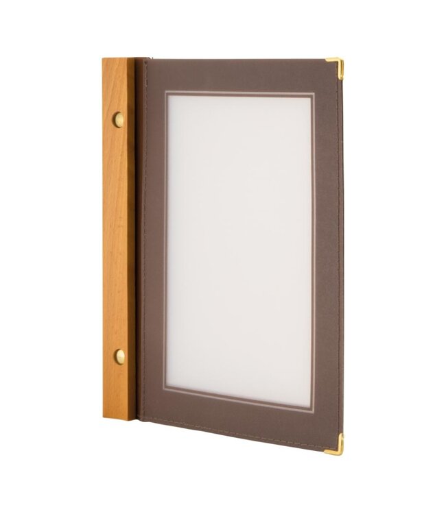 Menukaartmap | Wood | A5 | Bruin | Incl. 2 insteekhoezen