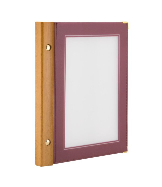 Menukaartmap | Wood | A5 | Wijnrood | Incl. 2 insteekhoezen