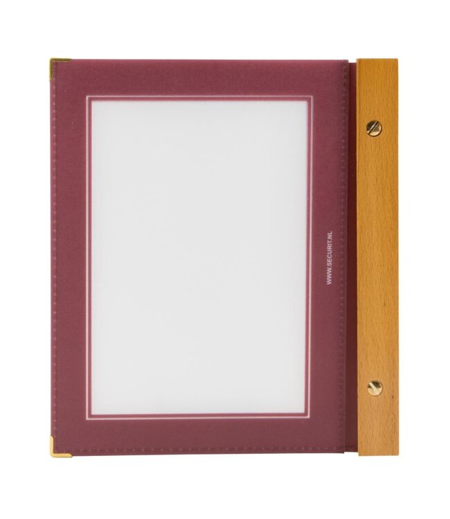 Menukaartmap | Wood | A5 | Wijnrood | Incl. 2 insteekhoezen