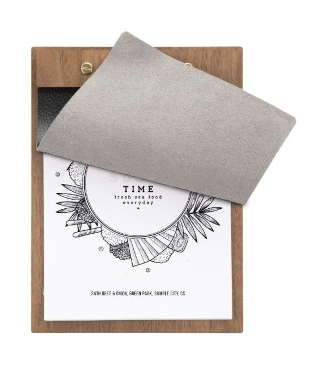 Menuhouder met lederen omslag | Walnut | A5