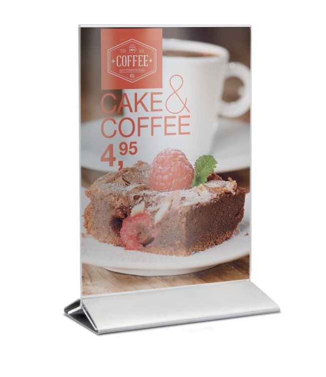 Tafeldisplay menukaarthouder | Acryl/RVS | A5