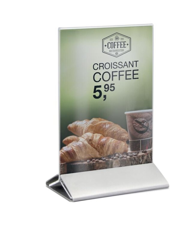 Tafeldisplay menukaarthouder | Acryl/RVS | A6