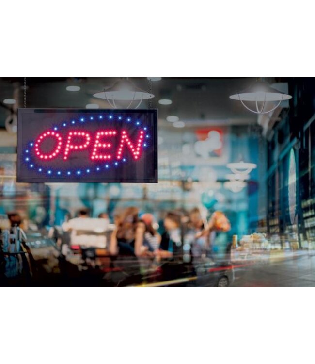 Horeca LED bord | Open | Rood/blauw | 24x48x2cm