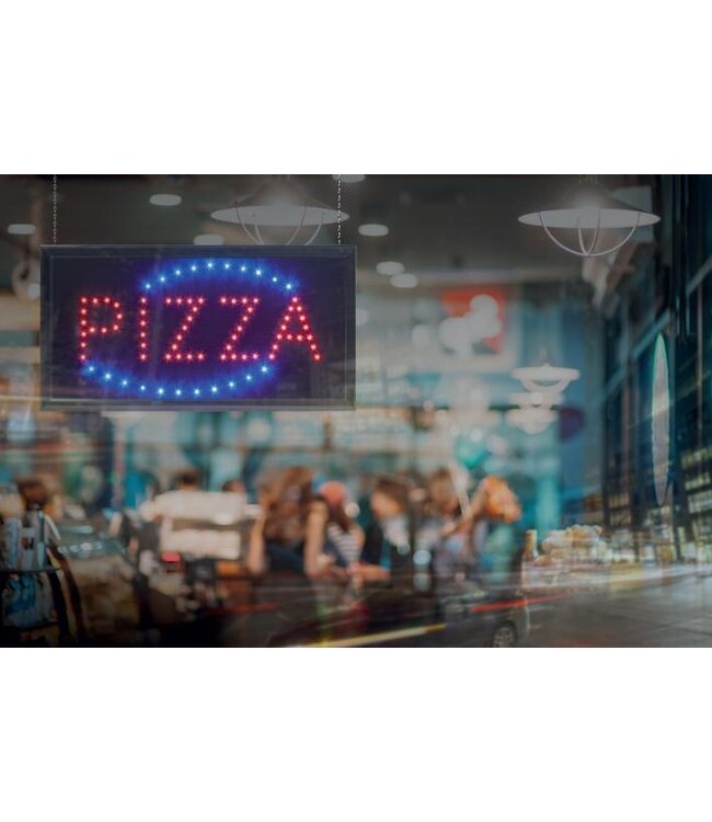 Horeca LED bord | Pizza | Rood/blauw | 24x48x2cm