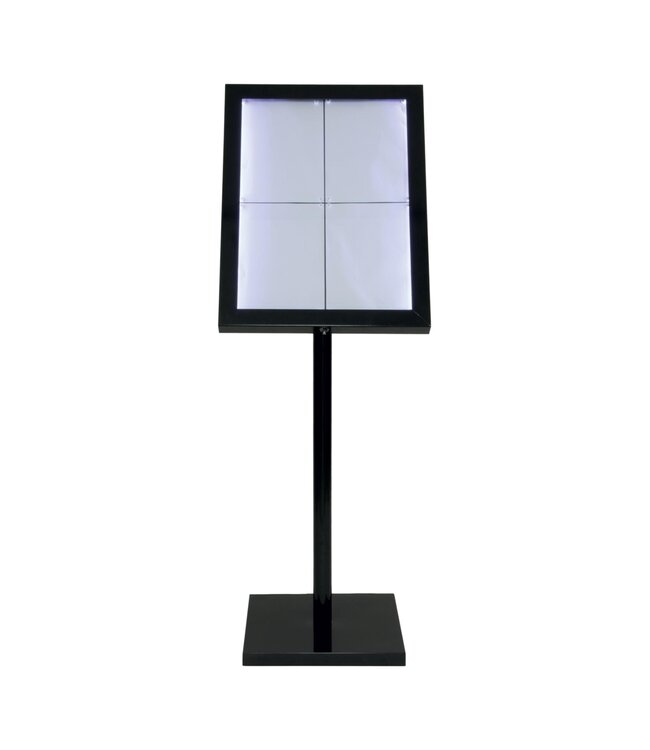 Informatiedisplay met LED verlichting | Black Star | 4x A4 | Incl. standaard en adapter | 138x50x40cm