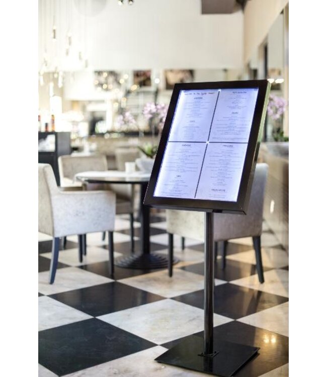 Informatiedisplay met LED verlichting | Black Star | 4x A4 | Incl. standaard en adapter | 138x50x40cm