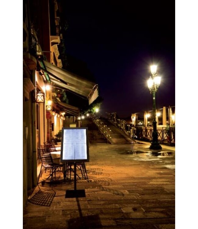 Informatiedisplay met LED verlichting | Black Star | 4x A4 | Incl. standaard en adapter | 138x50x40cm