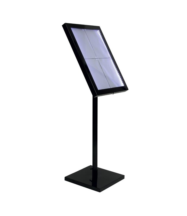Informatiedisplay met LED verlichting | Black Star | 4x A4 | Incl. standaard en adapter | 138x50x40cm
