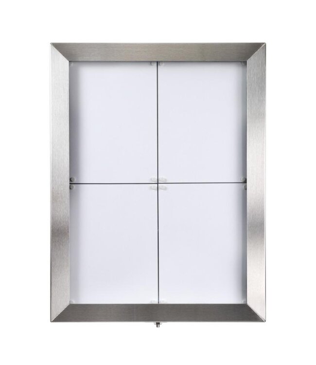 RVS Menukast met gekleurde LED verlichting | 4x A4 | Wandmodel | 69,5x52,3x6,5cm