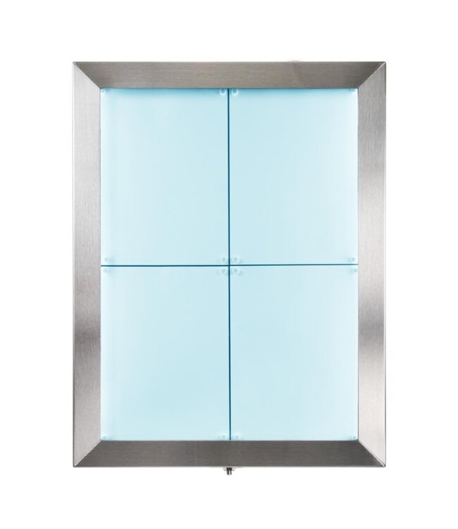 RVS Menukast met gekleurde LED verlichting | 4x A4 | Wandmodel | 69,5x52,3x6,5cm