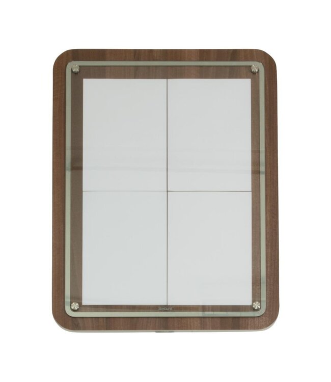 Informatiebord Glass Star | 4x A4 | Walnoot | Glasplaat | 74,4x57x3cm