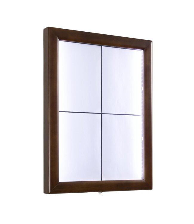 Menukast met LED verlichting | Classic | 4x A4 | Donkerbruin | 69,7x53,3x5,5cm