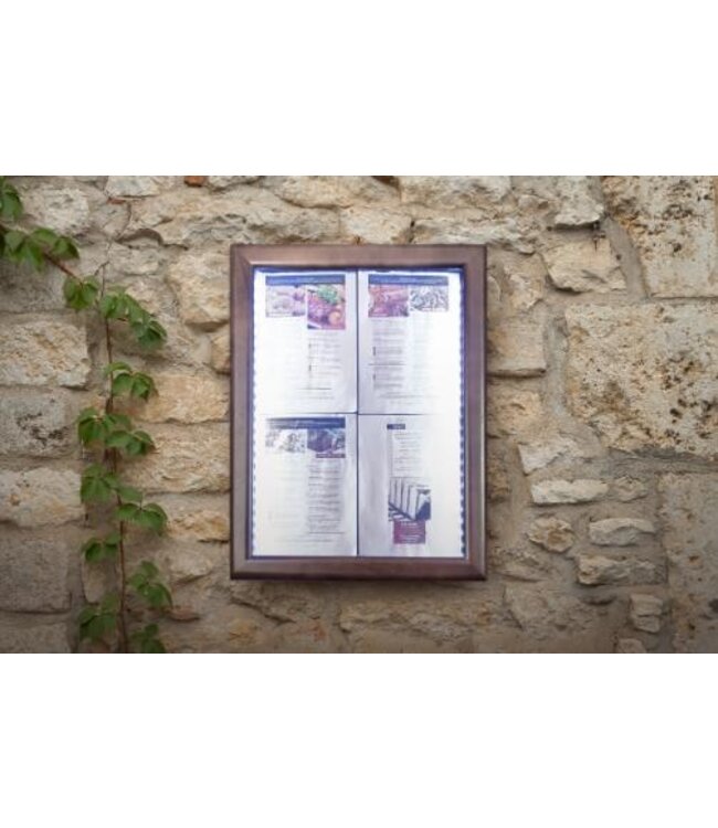 Menukast met LED verlichting | Classic | 4x A4 | Donkerbruin | 69,7x53,3x5,5cm