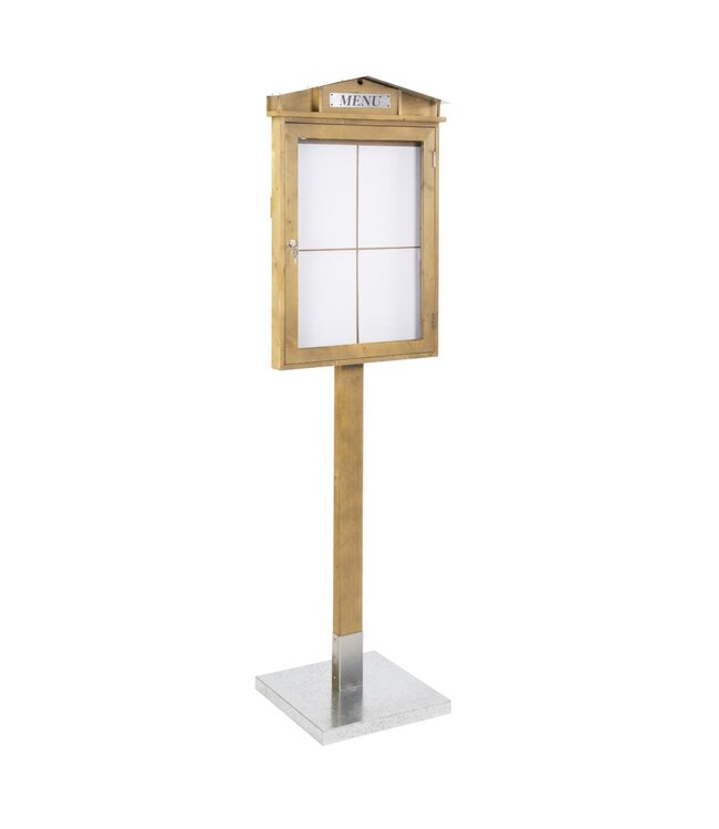 Menukast met LED verlichting | Rustic | 4x A4 | Hout | Incl. standaard