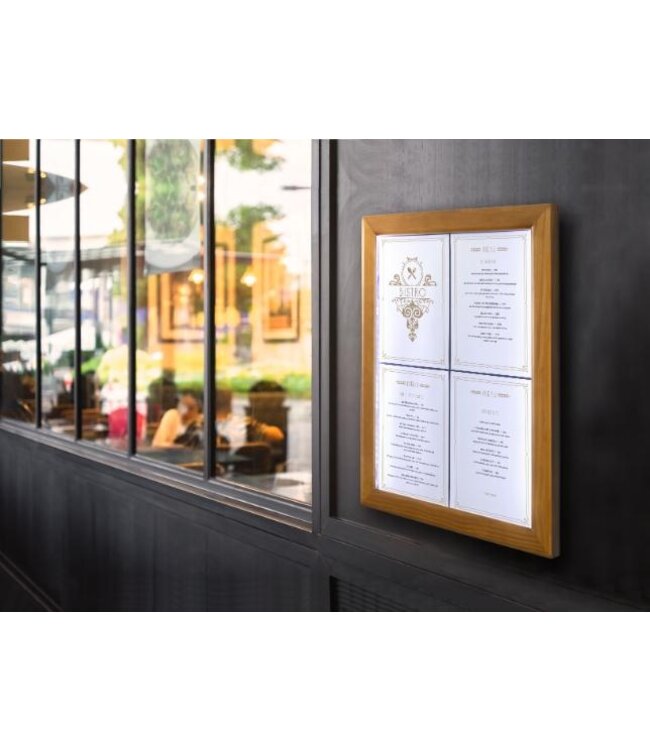 Menukast met LED verlichting | Classic | 4x A4 | Bruin | 69,7x53,3x5,5cm