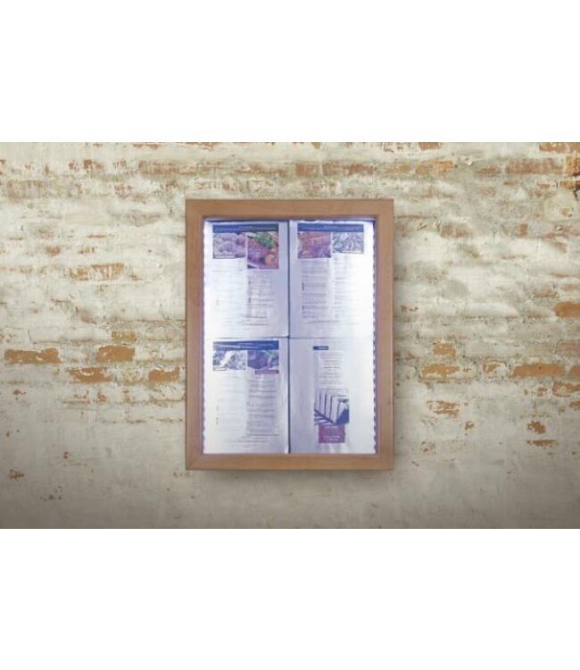 Menukast met LED verlichting | Classic | 4x A4 | Bruin | 69,7x53,3x5,5cm