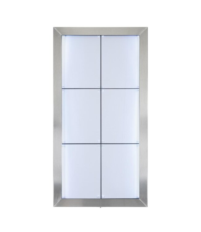 RVS Menukast met gekleurde LED verlichting | 6x A4 | Wandmodel | 78x50,7x5cm