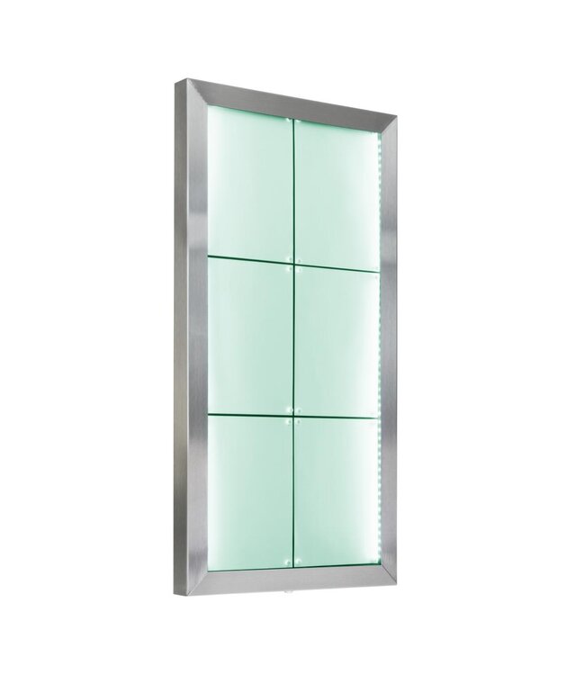 RVS Menukast met gekleurde LED verlichting | 6x A4 | Wandmodel | 78x50,7x5cm