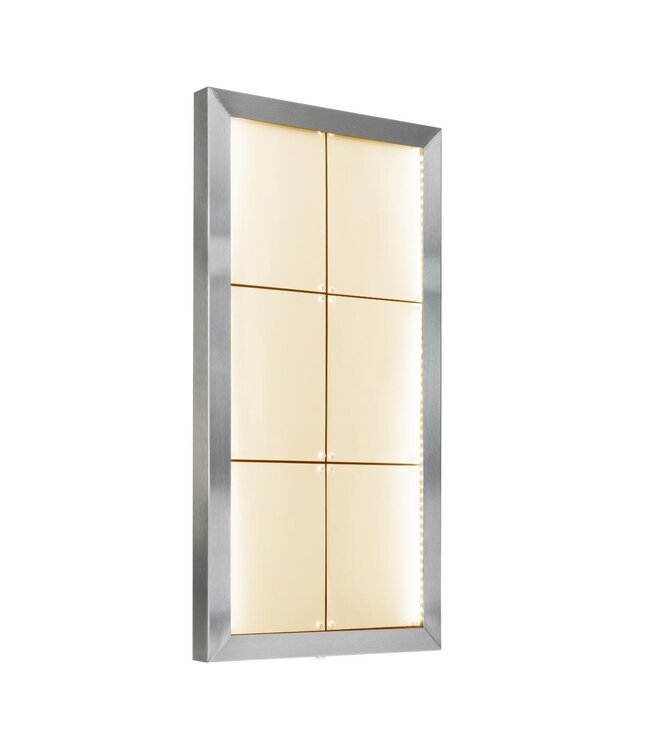 RVS Menukast met gekleurde LED verlichting | 6x A4 | Wandmodel | 78x50,7x5cm