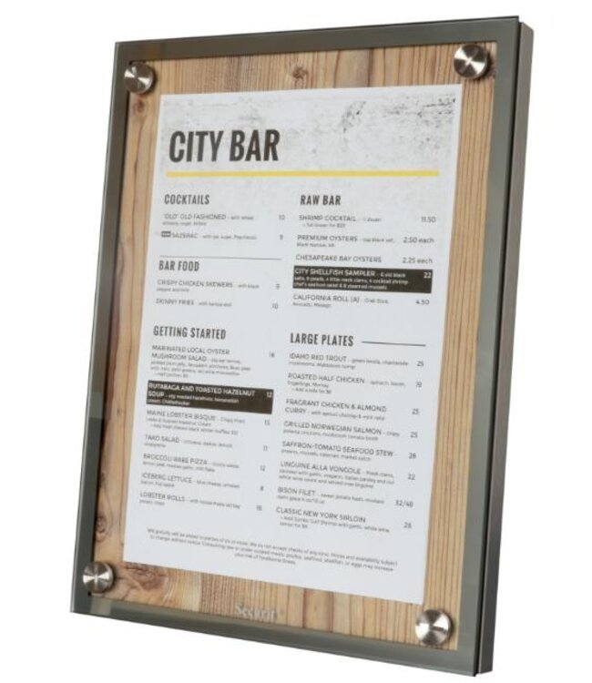 Informatiebord Glass Star | A4 | Eiken | Glasplaat | 36,8x28x3cm